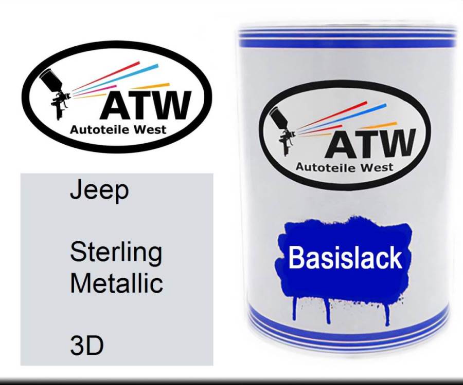 Jeep, Sterling Metallic, 3D: 500ml Lackdose, von ATW Autoteile West.